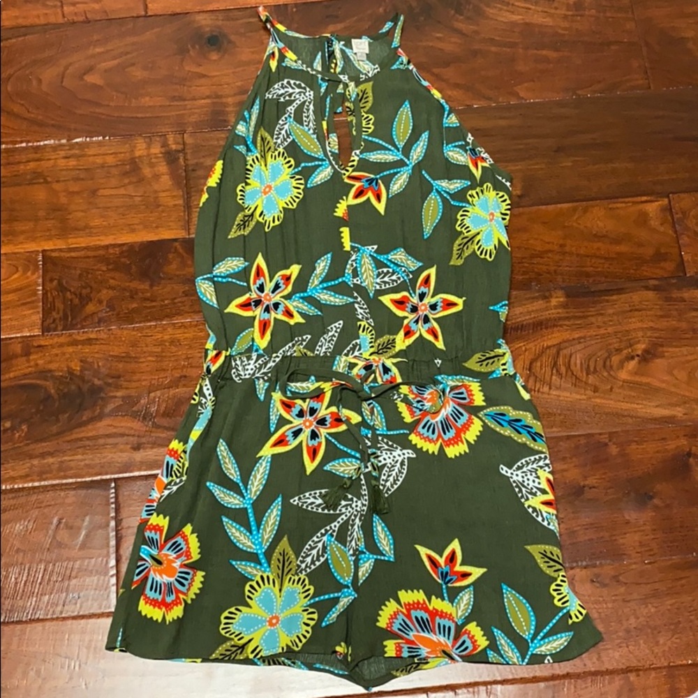 Olive floral romper